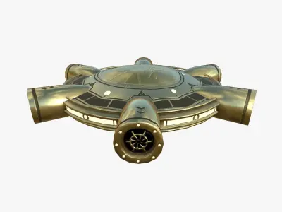 Alien Spaceship UFO J07 Gold - Sci Fi Spacecraft Design Low-poly 3D model