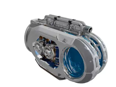 Futuristic Hoverbike Engine Glowing Coils 3D model