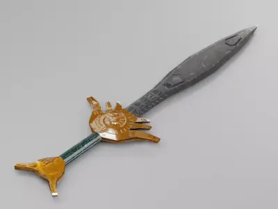 Sword Iron - Elvish Basic Iron Sword Game Ready and Low Poly Low-poly 3D model