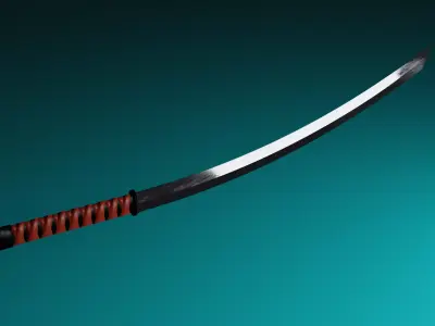 Katana Samurai Sword Low-poly 3D model 3
