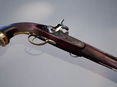 Vintage Pistol Low-poly 3D model