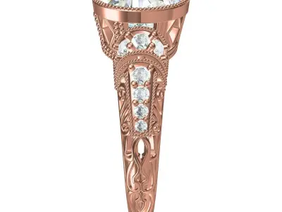 Antique Two Stone Art Deco Engagement Ring 3D print model