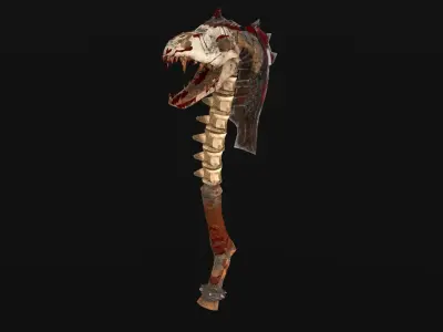 Viking Dragon Face Axe Low-poly 3D model