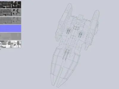Spaceship Low-poly 3D model 9