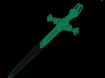 0180 - Stylish Antique Sword Pendant Without Diamond 3D print model