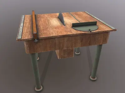 Old Circular Saw Bench  Low-poly 3D model