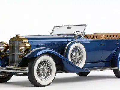 Vintage 1920s Sapphire Blue Luxury Phaeton 3D Model Low-poly 3D model