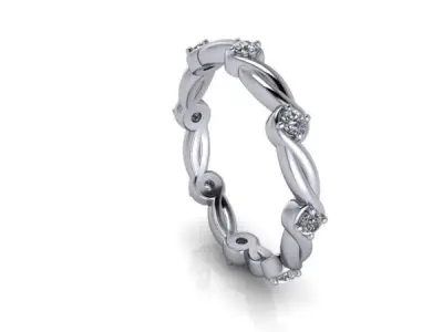 Diamond Eternity Beads wedding band Classic Antique Ring 3D print model