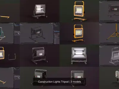 Construction Lights Tripod 3D Model Pack