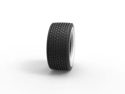 Super single semi Whitewall tire Scale 1 to 25 3D print model