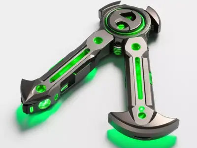 Futuristic SciFi Energy Axe Tool 3D model