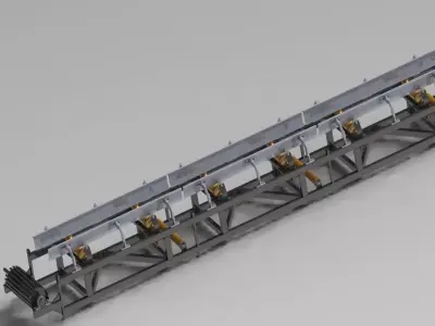 5 meters 500 mm WIDTH V TYPE BELT CONVEYOR WITH SCRAPER 3D model