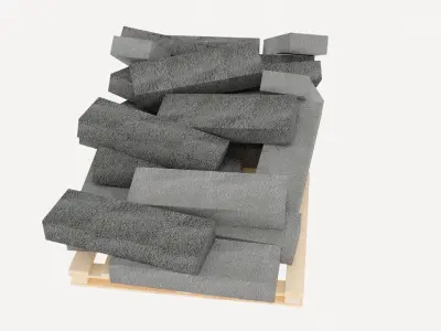 concrete bricks pallet 3 3D model