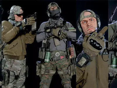 Soldiers-Pack Low-poly 3D model