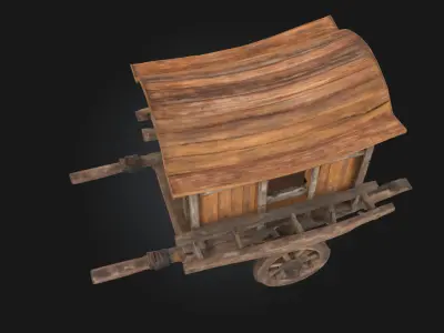 Wooden Wagon Cart  Classic Hauler of the Old World 3D model