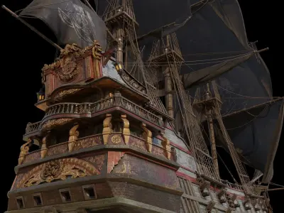 Pirate Ship with PBR Textures 3D model
