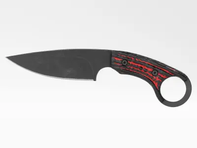 Tactical Combat Knife - Military - Karambit Style 01 Red Low-poly 3D model
