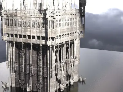 Dark Fire Drake Cathedral Tower 2 3D model
