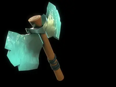 Stylized Weapon Axe Water element Low-poly 3D model