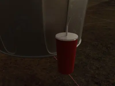 Trashcan Bin and Takeout Fast Food Trash Paper Cup Free low-poly 3D model
