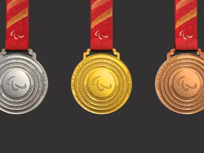 The winter of 2022 Beijing paralympic games medal Olympic medal 3D model