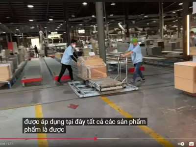 Gravity Roller Conveyor System For Stacks Of Wooden Sheets 3D model