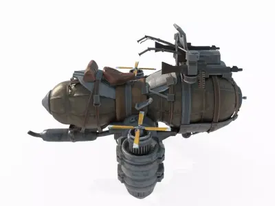 Fantasy retro style aerial motorcycle 3D model