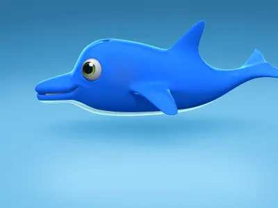 Dolphin cute character Low-poly 3D model