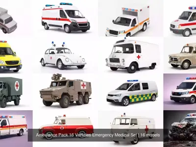 Ambulance Pack 16 Vehicles Emergency Medical Set