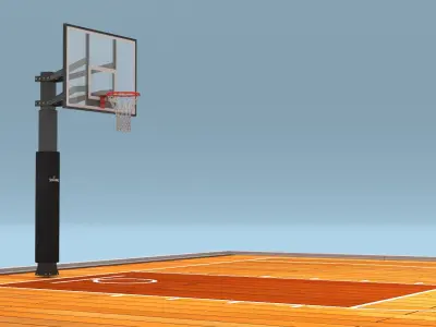 Arena Sports Facility with Dual Basketball Hoops Brown 3D model