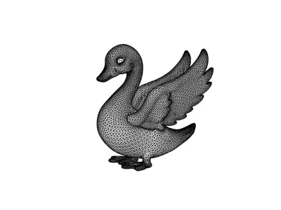 Swan Watercolor Rigged 3D model