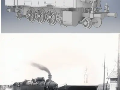 MAV 442 class steam locomotive - TT scale 3D print model