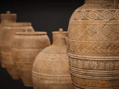 Antique Greeck Vases Low-poly 3D model