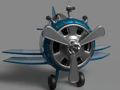 Cartoon Aircraft Code 247  Low-poly 3D model