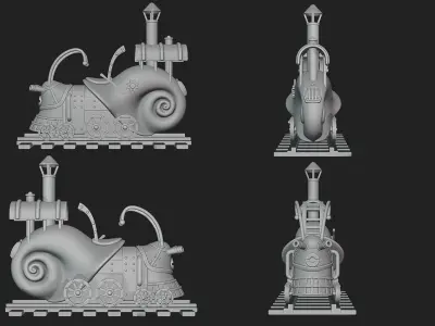 Steampunk snail locomotive 3D print model