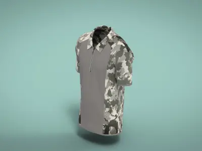 Military Outfit - T-shirt Low-poly 3D model 26