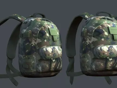 Backpack military combat Black baggage Low-poly 3D model Low-poly 3D model purchase