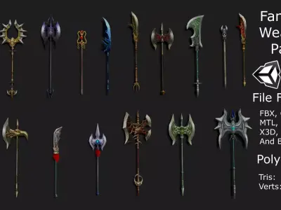 Stylized Fantasy RPG Weapon Pack  Low-poly 3D model