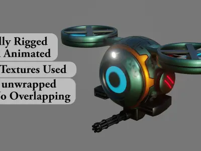 Sci-Fi Drone - Low Poly - Game Ready - PBR Low-poly 3D model buy