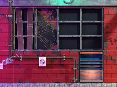 BrickVent Utility Wall Low-poly 3D model