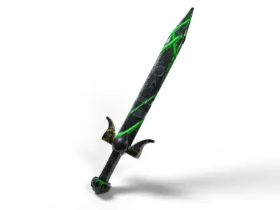 Black Green Fantasy Sword 3D model