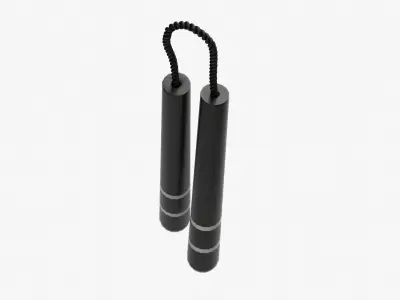 Nunchaku in Black Low-poly 3D model
