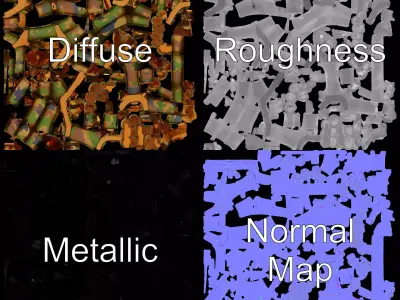 Camouflage Fabric Roll model pack Texture