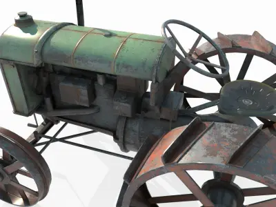 Old style agricultural tractor 3D model
