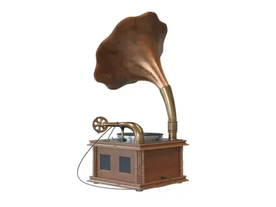 Old vinyl plate player gramophone 3D model
