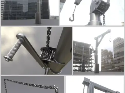 Animated Metal Hand Crane High-Poly Version 3D model