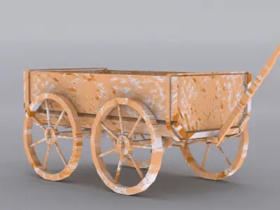 Wooden Cart Old Collection  Low-poly 3D model