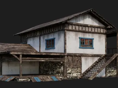 Old House Building 4K Textures GameReady 166 Low-poly 3D model