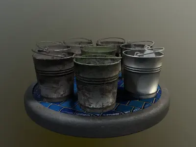 Bucket Pack Low-poly 3D model