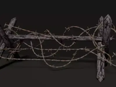 Barbed Wire Barricade Low-poly 3D model